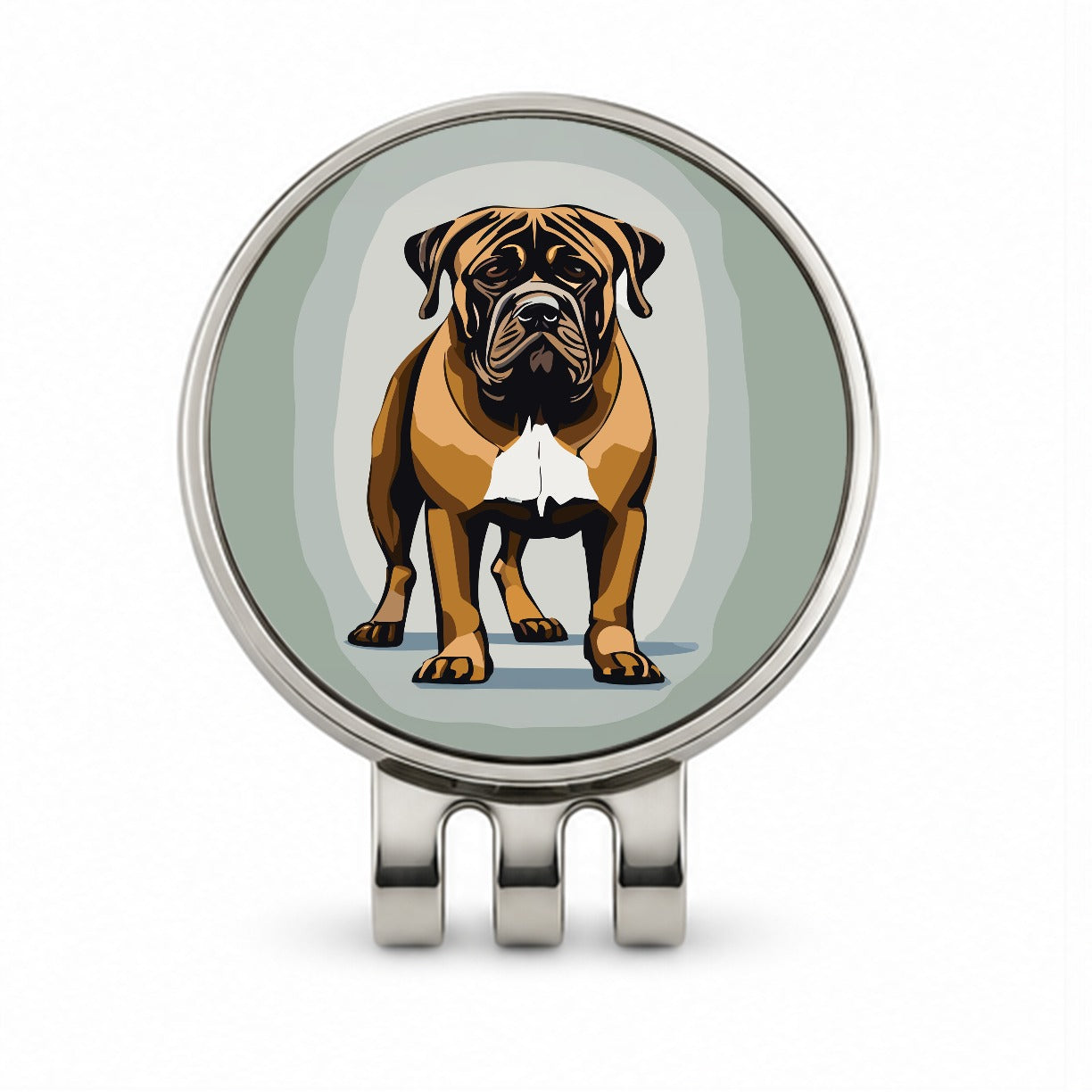 Bullmastiff Dog Standing Golf Hat Clip with Ball Marker