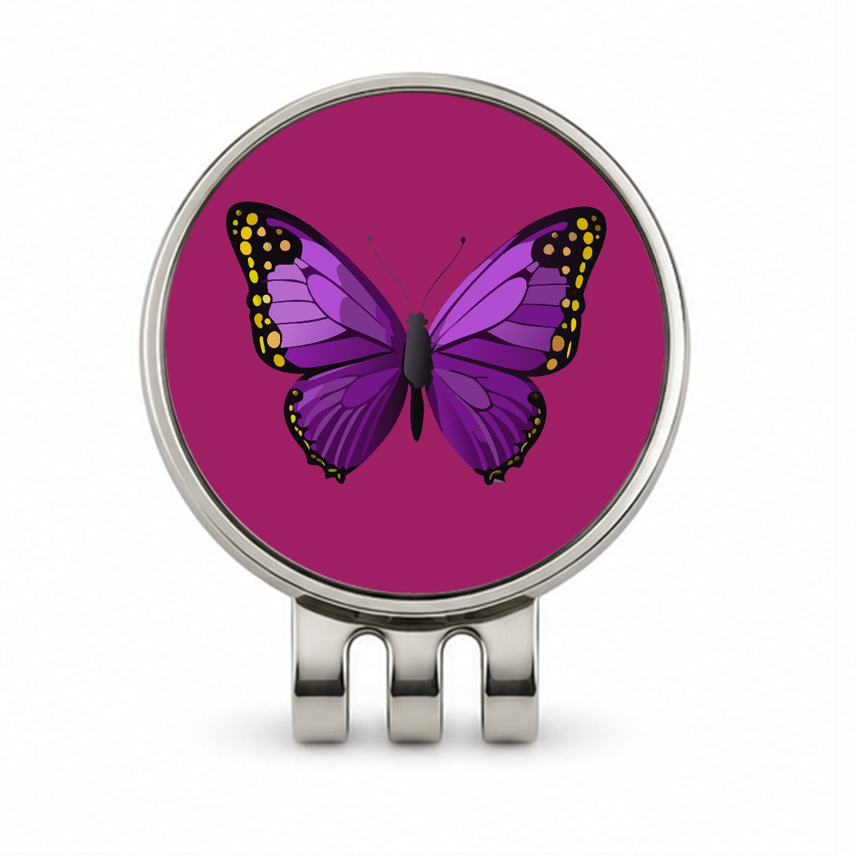 Butterfly Purple Golf Hat Clip with Ball Marker