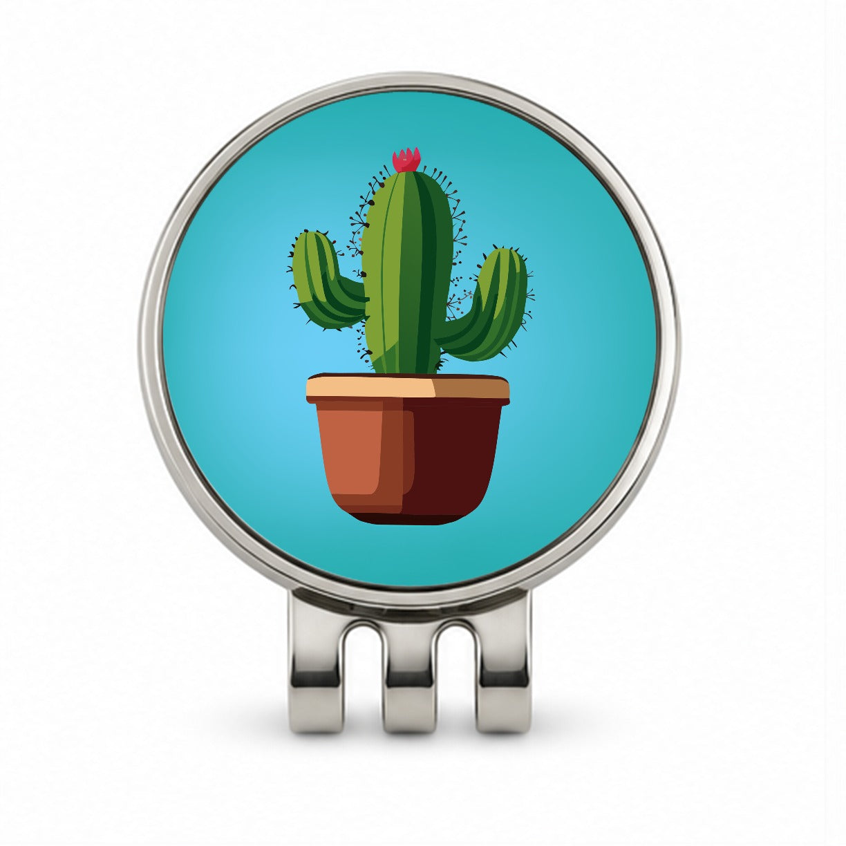 Cactus in Pot Golf Hat Clip with Ball Marker