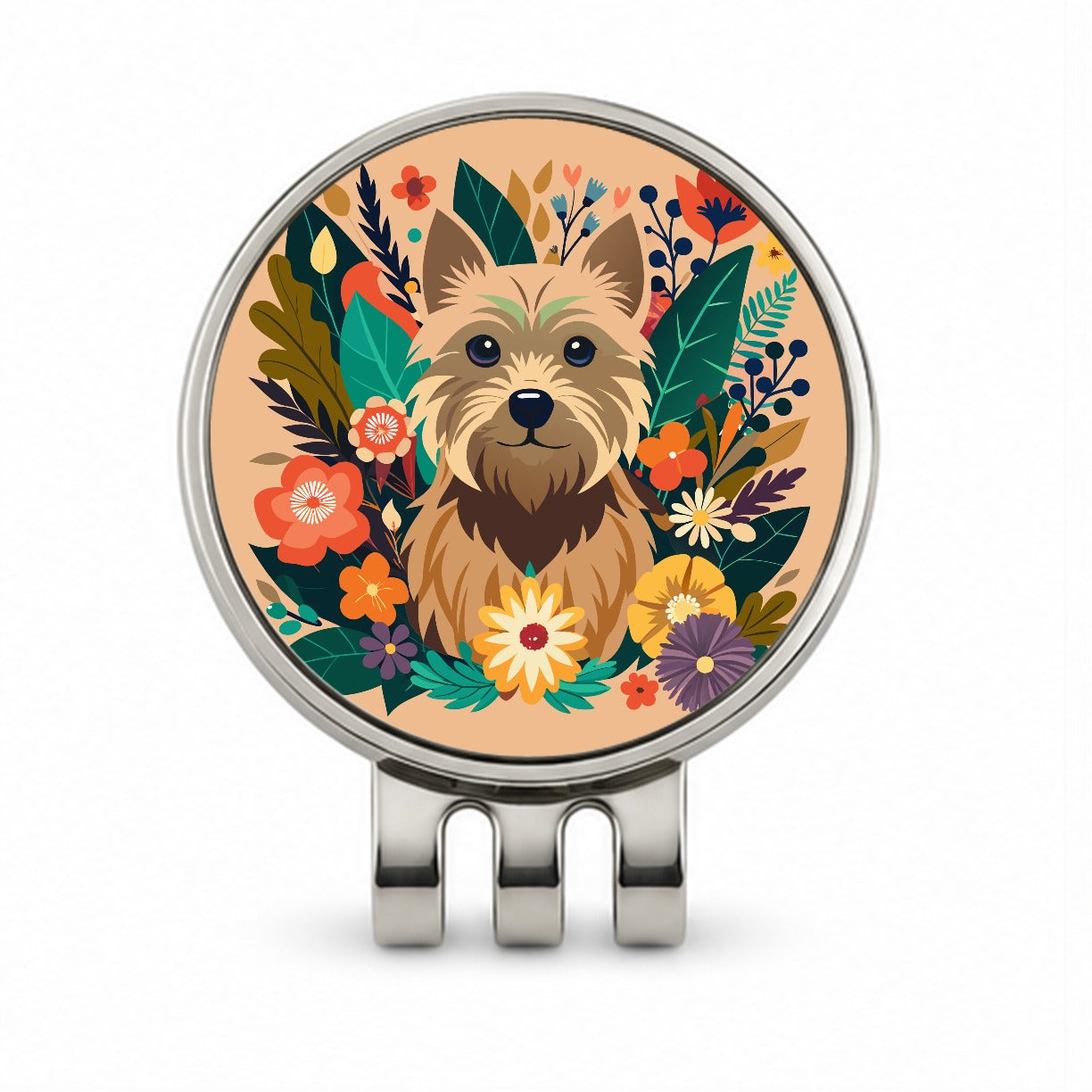 Cairn Terrier Dog Floral Flowers Golf Hat Clip with Ball Marker