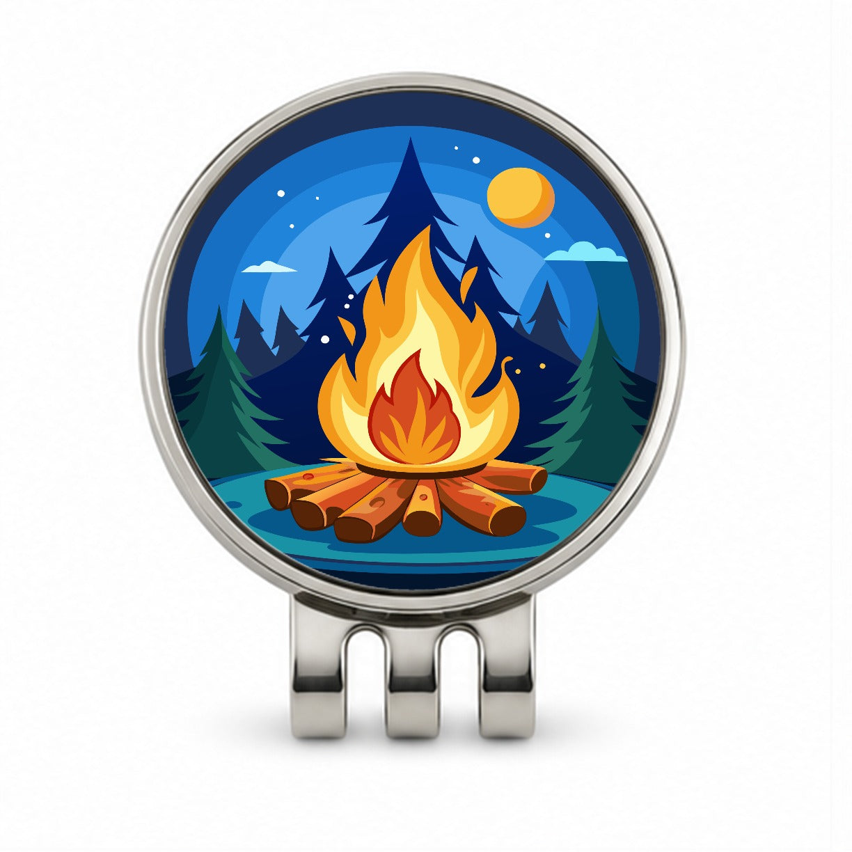 Camp Fire Camping Golf Hat Clip with Ball Marker