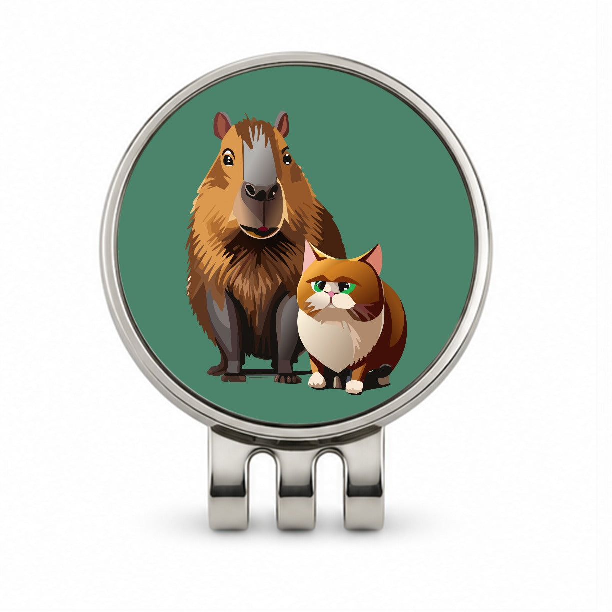 Capybara and Cat Best Friends BFF Cute Golf Hat Clip with Ball Marker