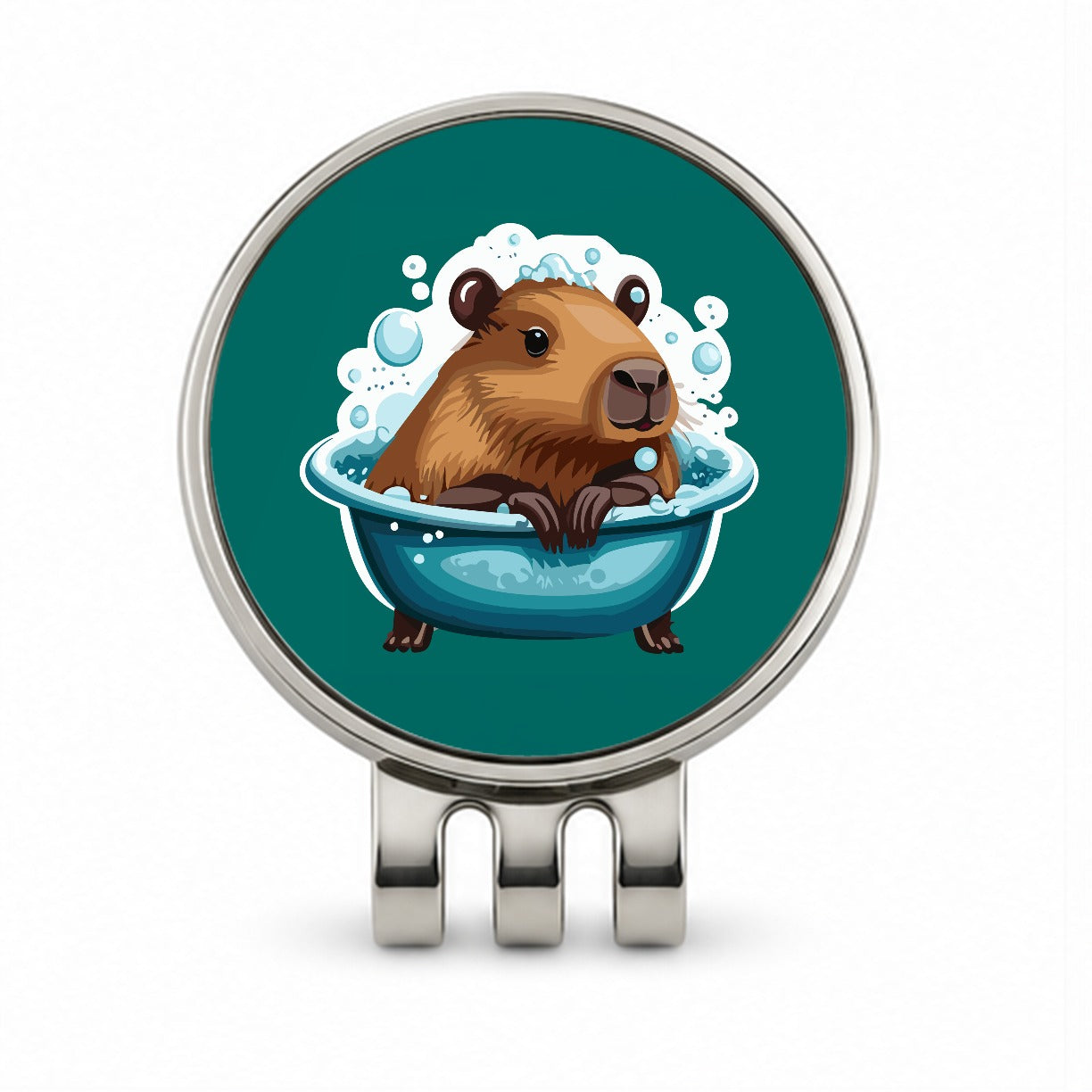 Capybara in Bubble Bath Bathing Funny Golf Hat Clip with Ball Marker