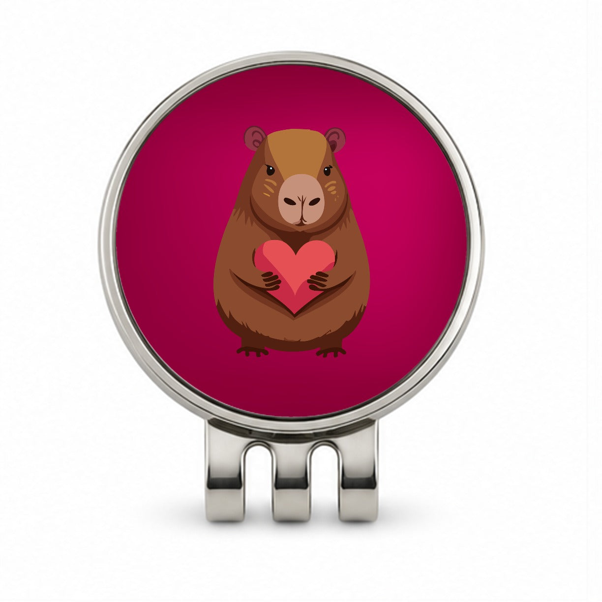 Capybara Love Holding Heart Valentines Day Anniversary Golf Hat Clip with Ball Marker