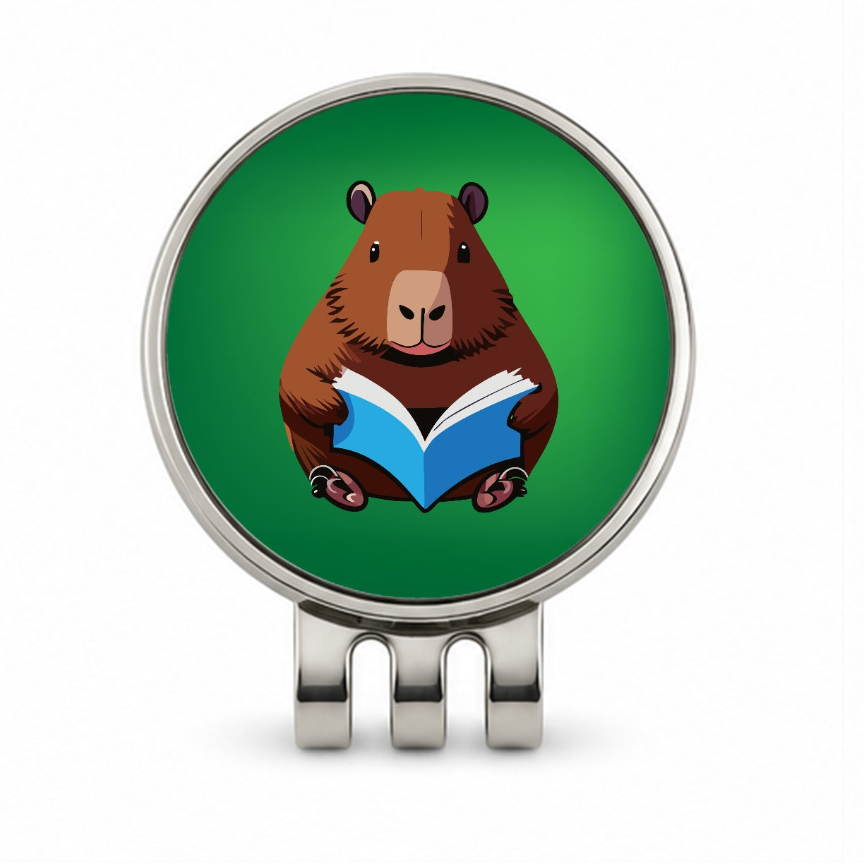 Capybara Reading Book Reader Golf Hat Clip with Ball Marker