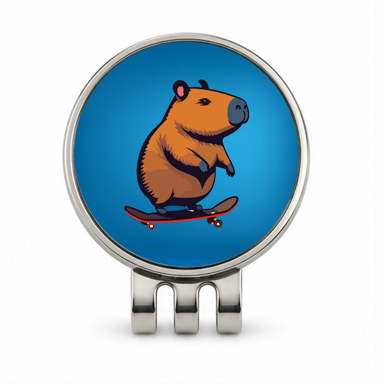 Capybara Riding Skateboard Skater Funny Golf Hat Clip with Ball Marker