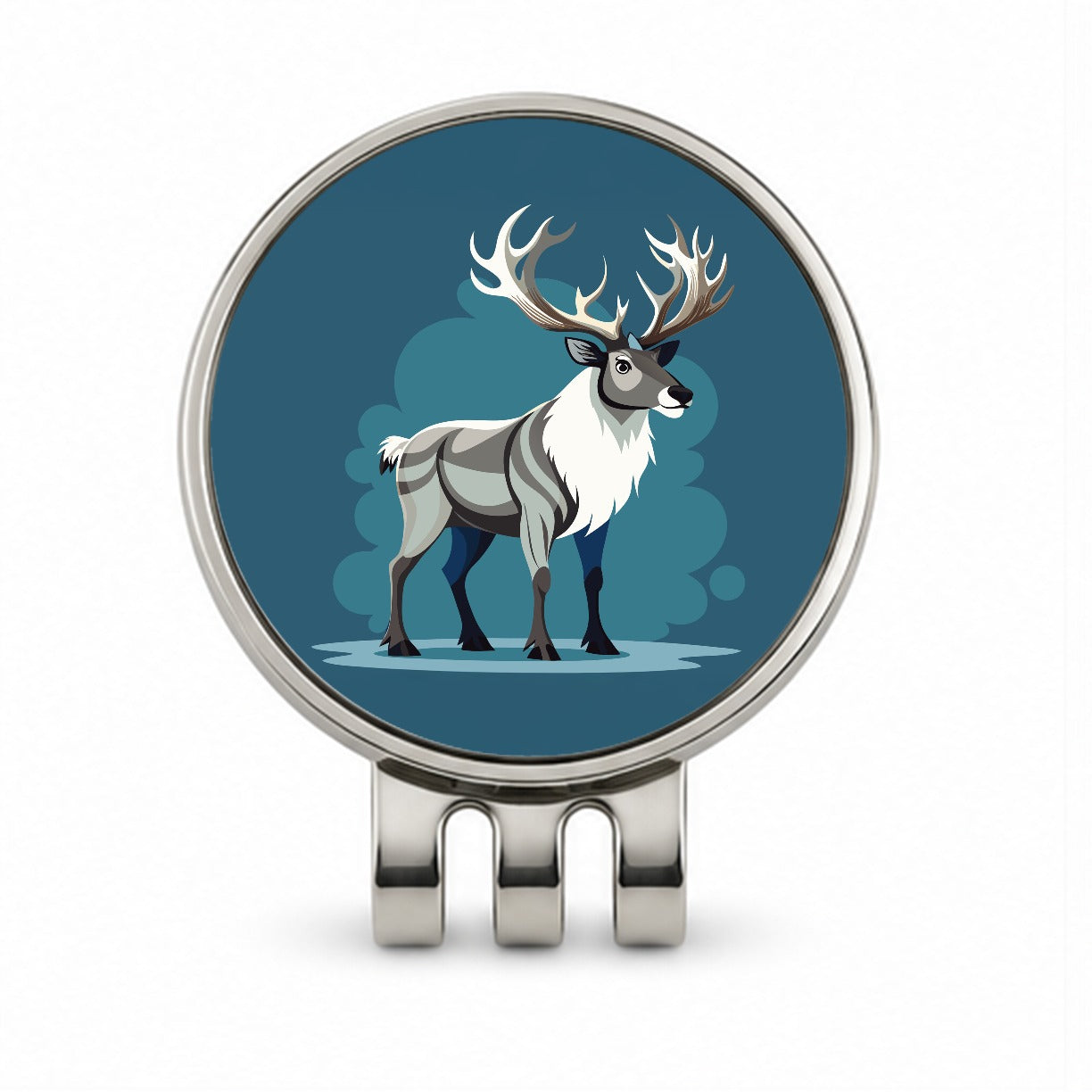 Caribou Reindeer Golf Hat Clip with Ball Marker