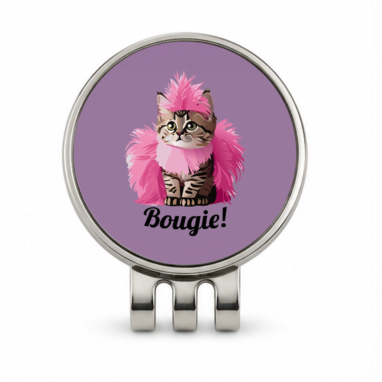 Cat Bougie Funny Pink Feather Boa Golf Hat Clip with Ball Marker