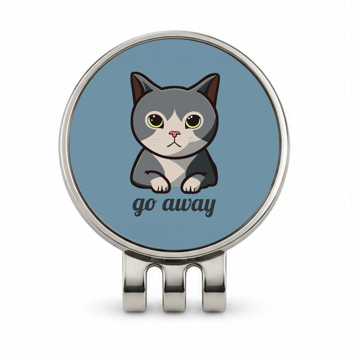 Cat Gray Go Away Funny Golf Hat Clip with Ball Marker