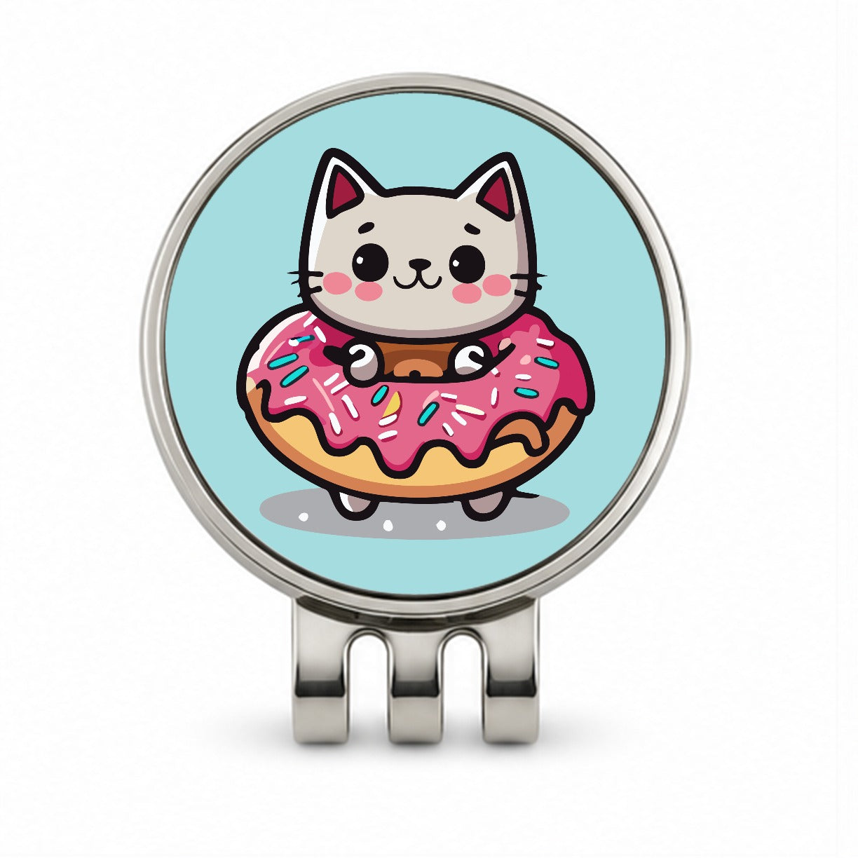 Cat Kawaii Cute in Donut Golf Hat Clip with Ball Marker