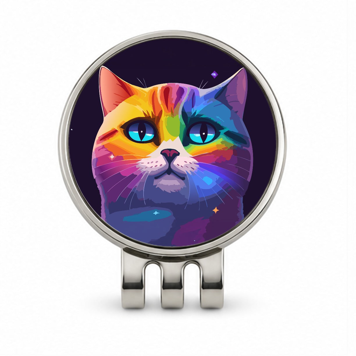 Cat Rainbow in Space Stunning Golf Hat Clip with Ball Marker