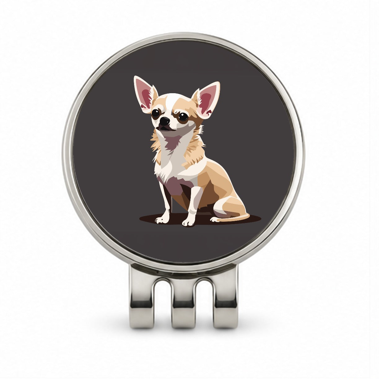 Chihuahua Dog Sitting Golf Hat Clip with Ball Marker