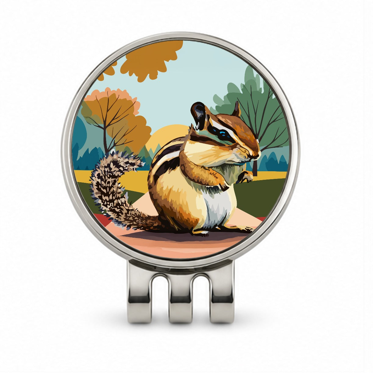 Chipmunk Watercolor Golf Hat Clip with Ball Marker