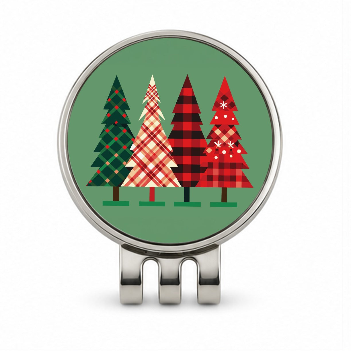 Christmas Trees Plaid Modern Cute Golf Hat Clip with Ball Marker