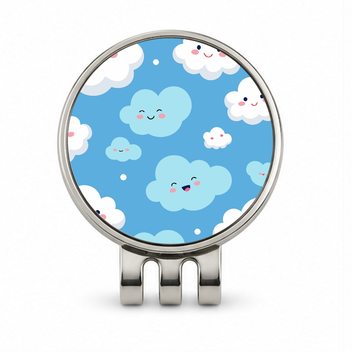 Clouds Happy Smiling Cute Pattern Golf Hat Clip with Ball Marker