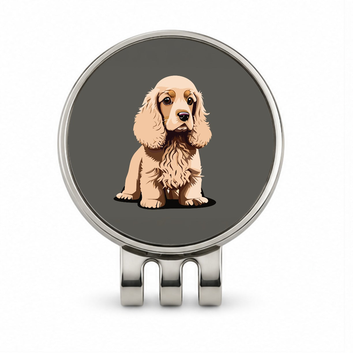 Cocker Spaniel Standing Golf Hat Clip with Ball Marker