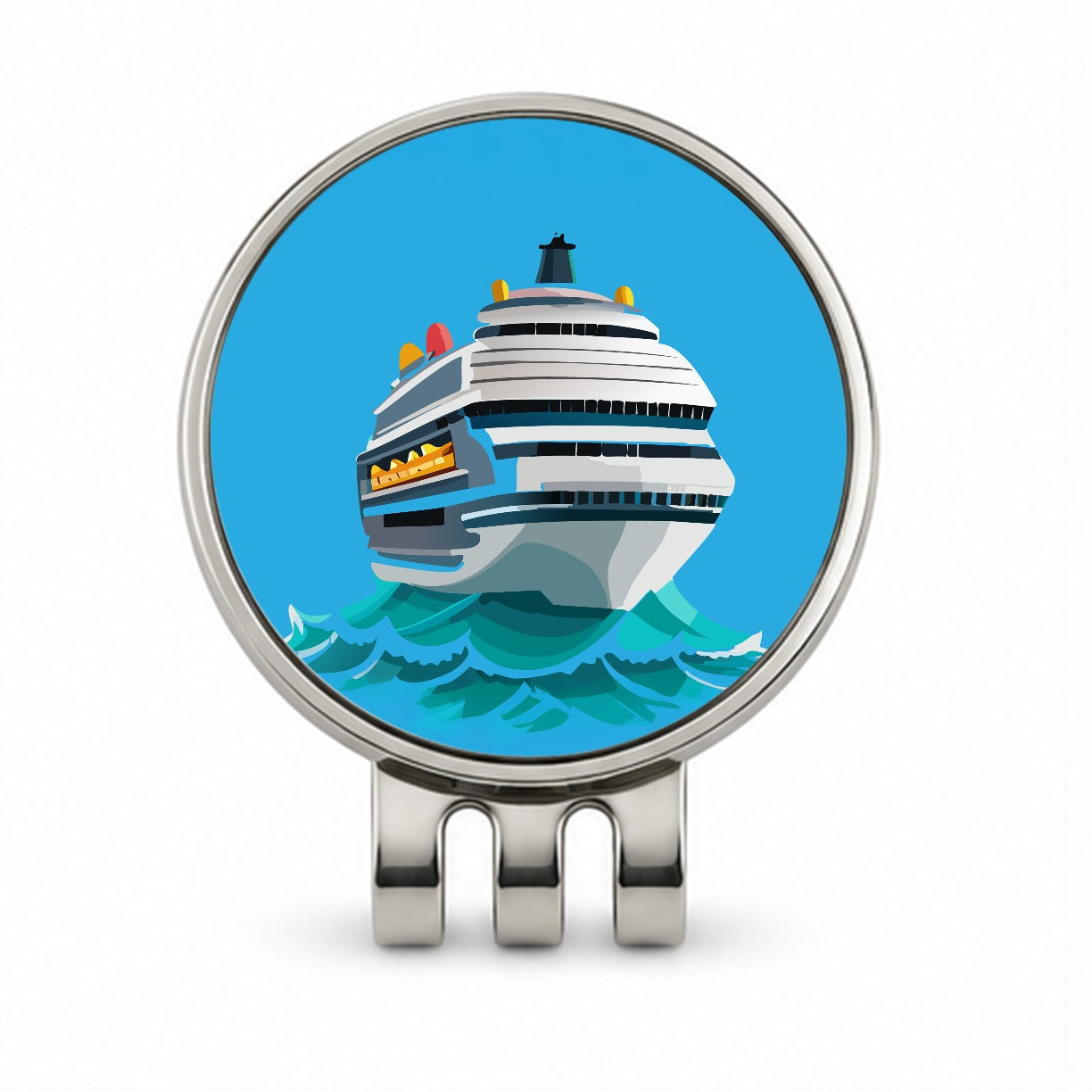 Cruise Ship on Ocean Trip Vacation Bon Voyage Golf Hat Clip with Ball Marker