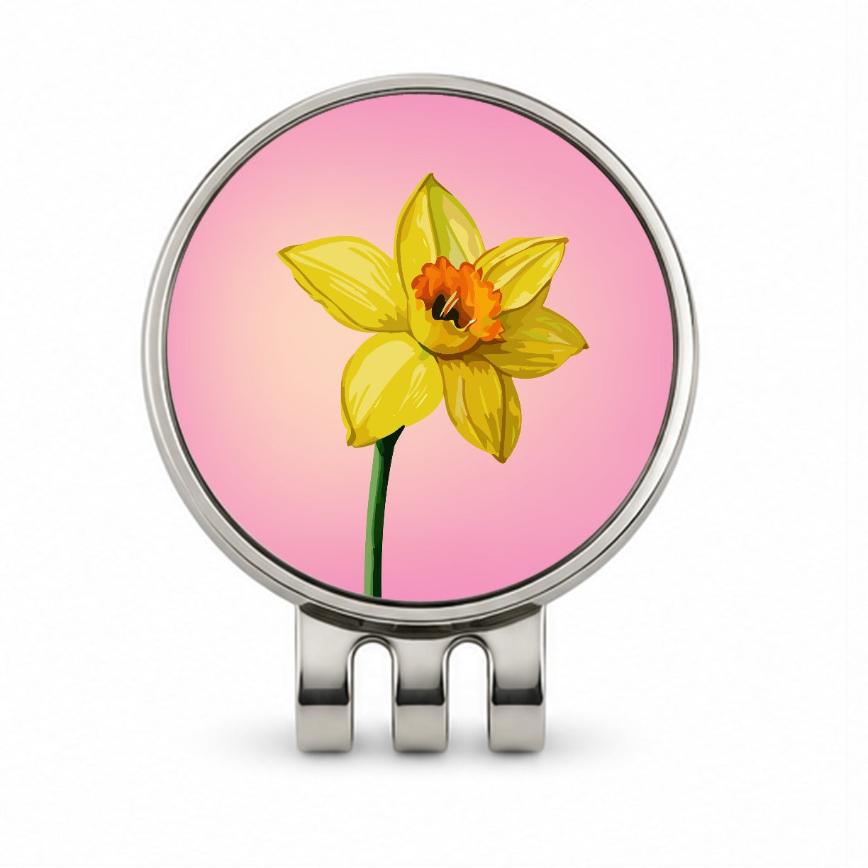 Daffodil Watercolor Yellow Golf Hat Clip with Ball Marker