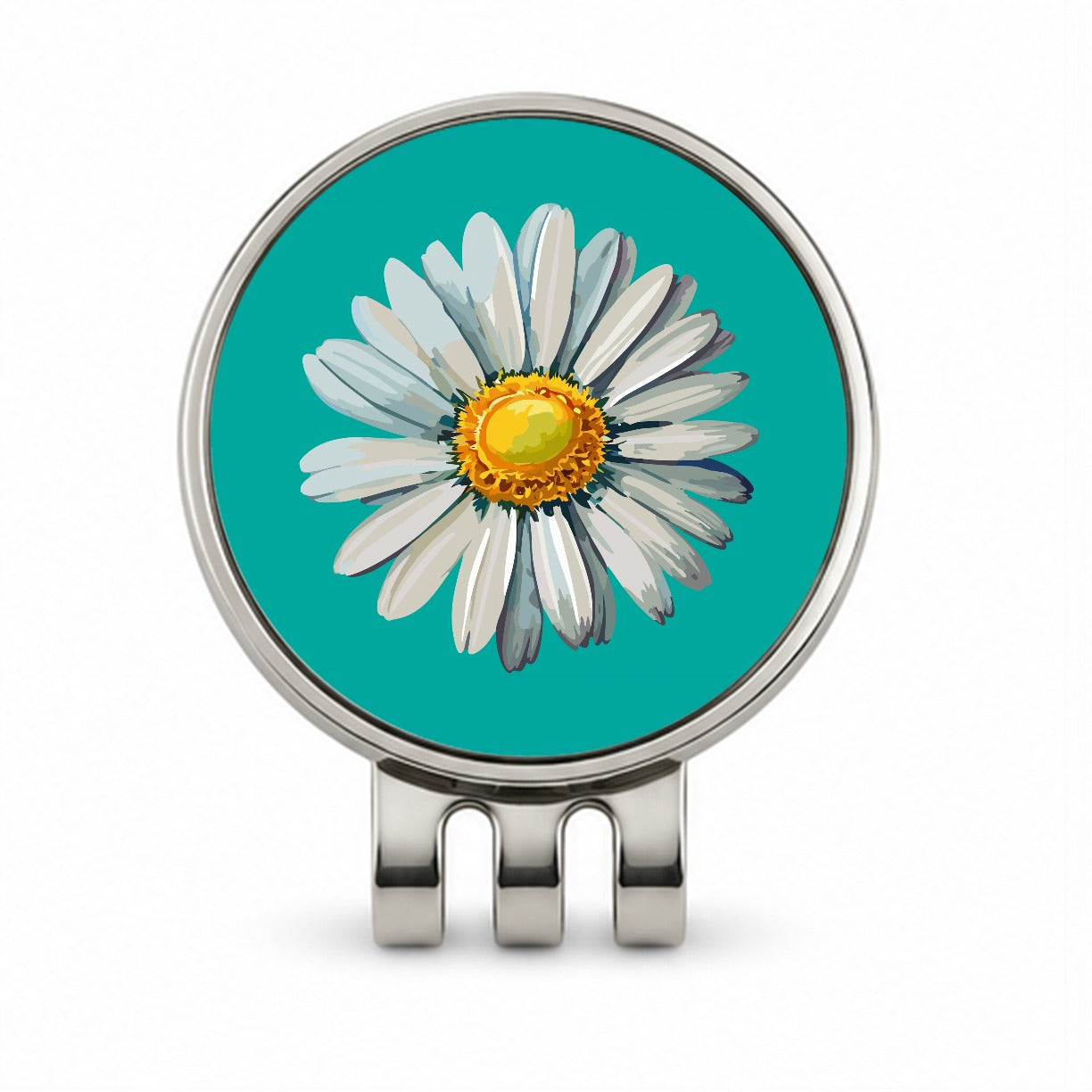 Daisy Daisies Flower White Golf Hat Clip with Ball Marker