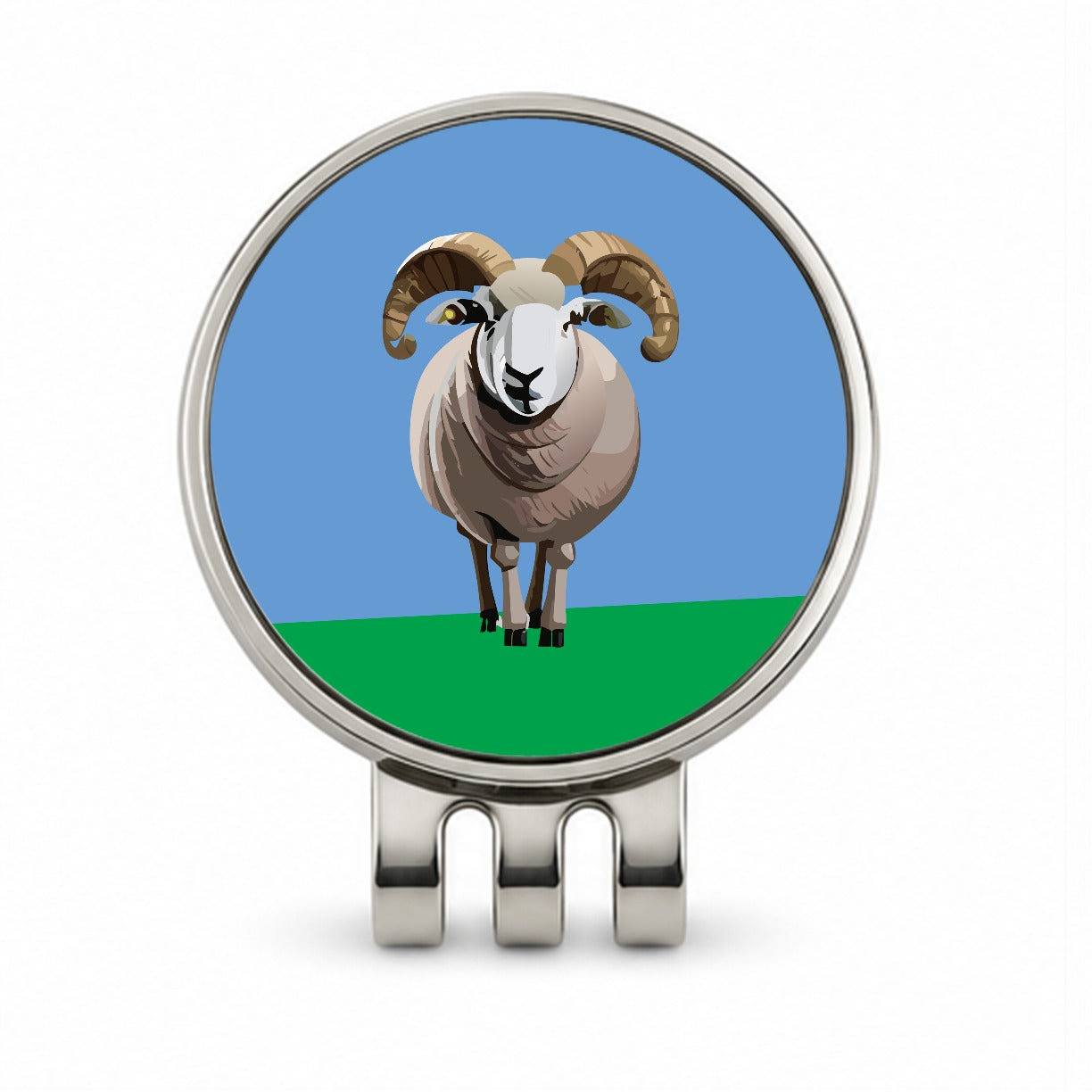 Dall Sheep Thinhorn Wild Staring Golf Hat Clip with Ball Marker