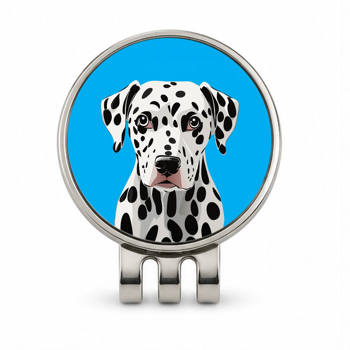 Dalmatian Dog Head Staring Golf Hat Clip with Ball Marker