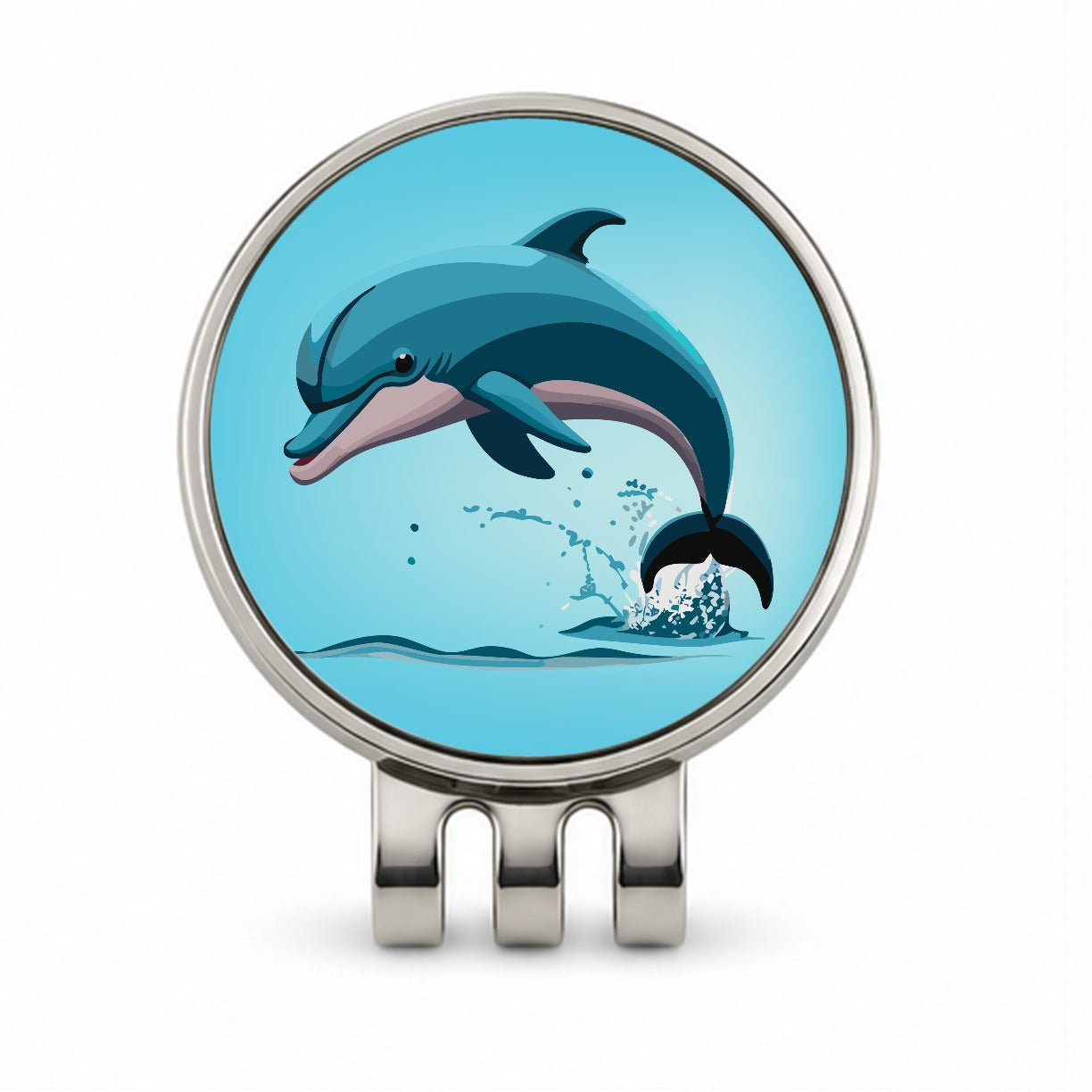 Dolphin Jumping Out of Water Golf Hat Clip with Ball Marker