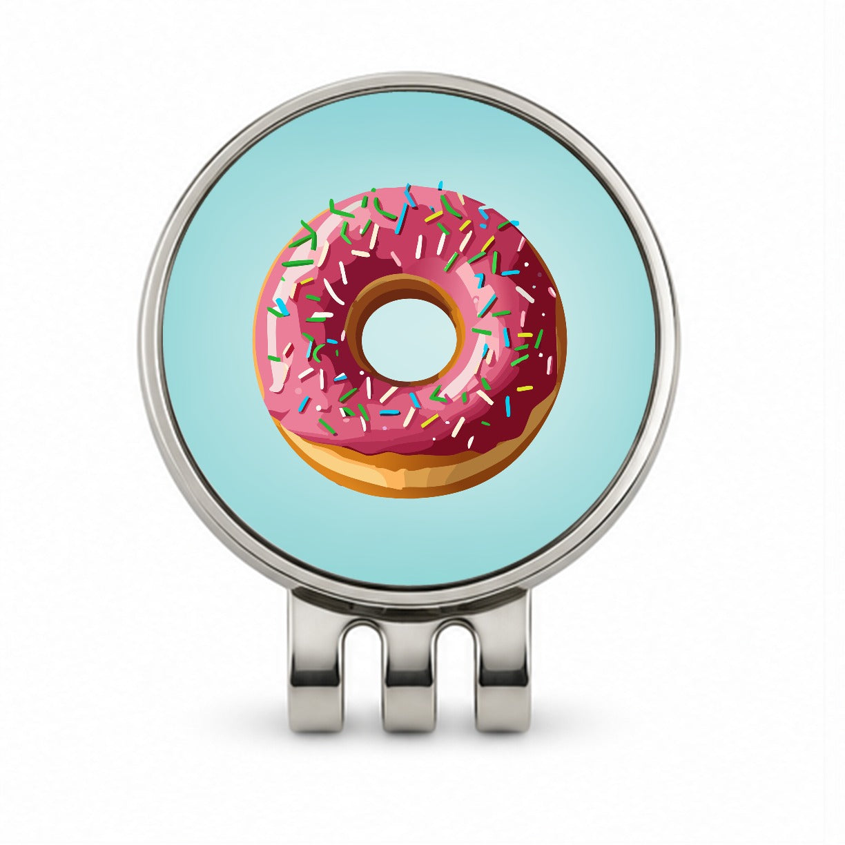 Donut Pink Sprinkles Golf Hat Clip with Ball Marker