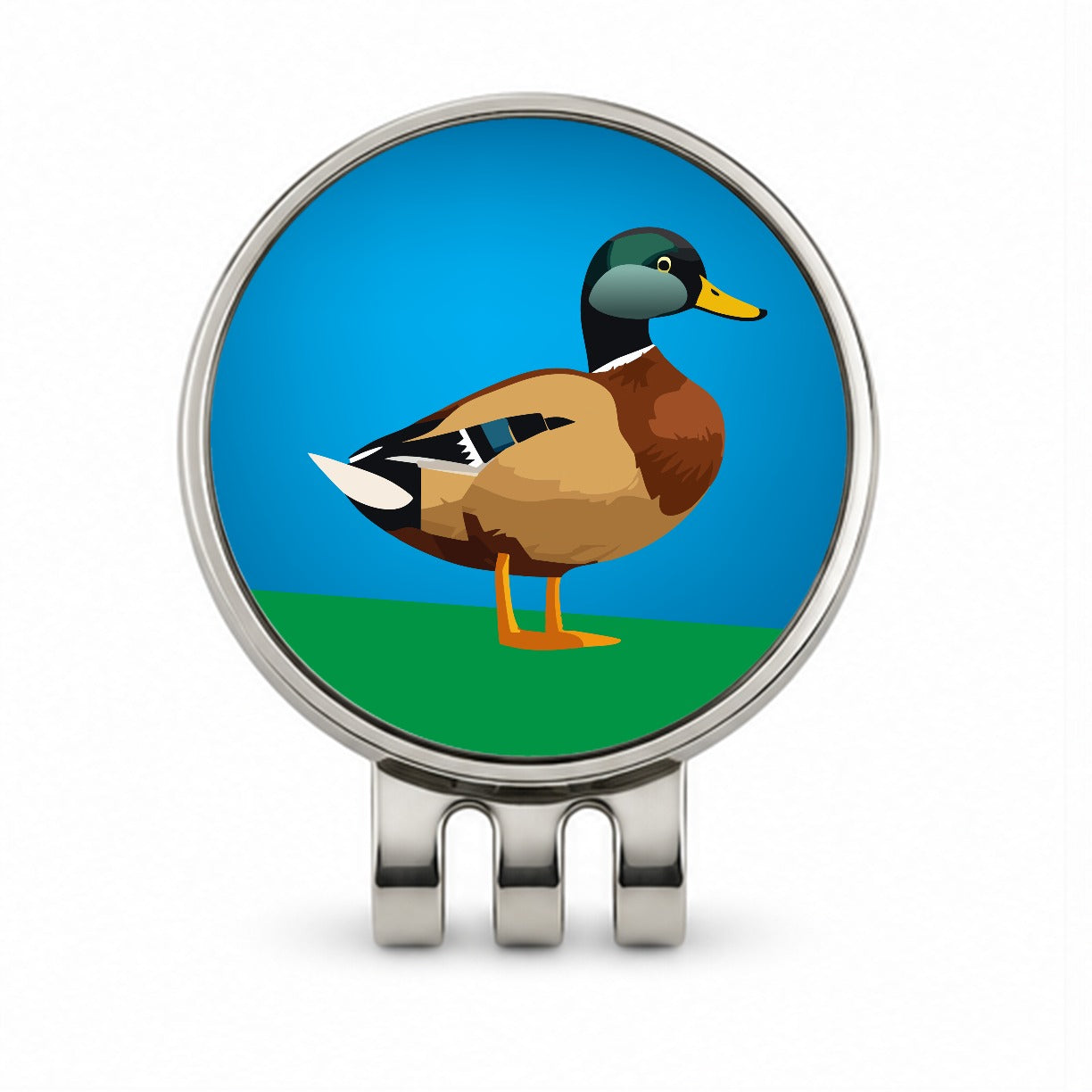 Duck Standing Profile Golf Hat Clip with Ball Marker