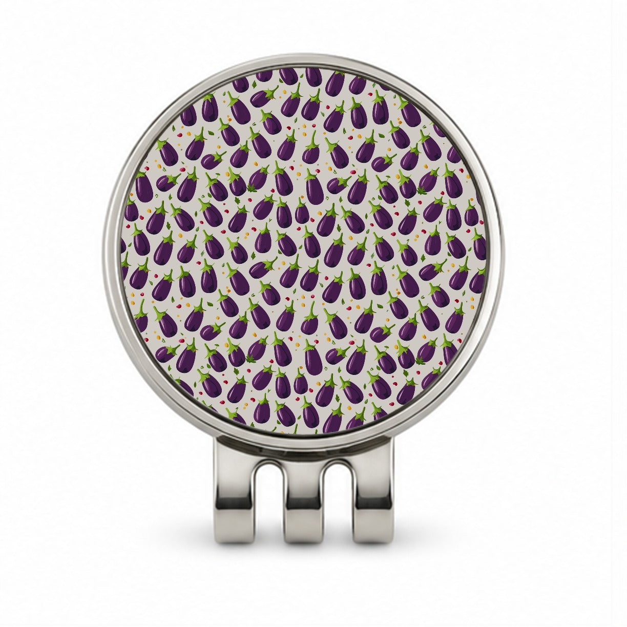 Eggplants Egg Plants Vegetables Scattered Pattern Golf Hat Clip with Ball Marker