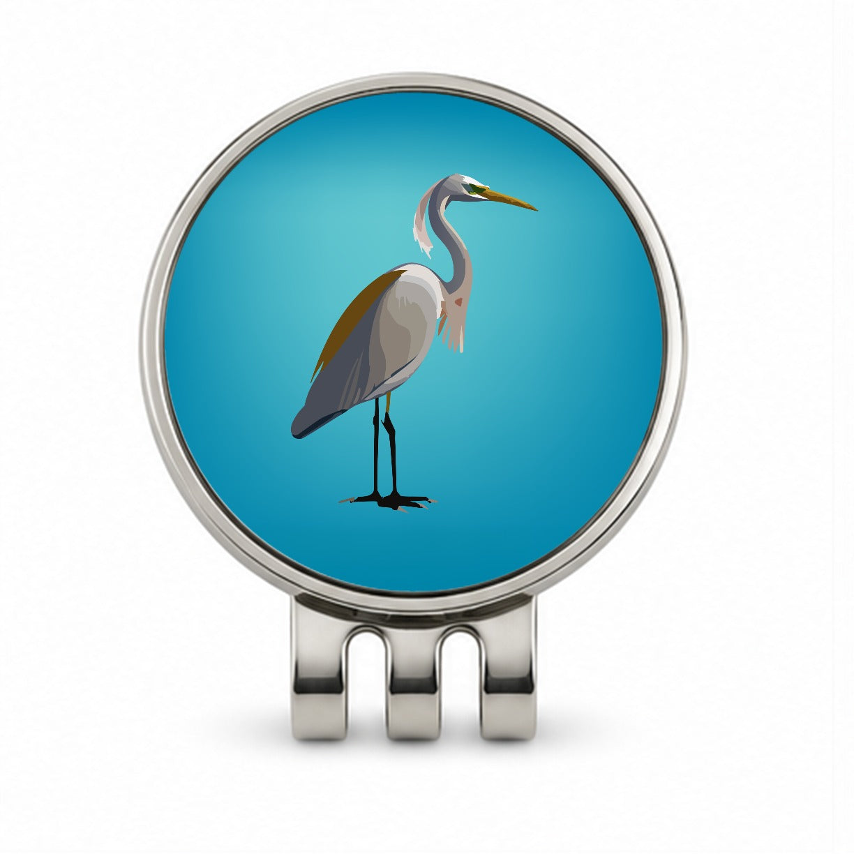 Egret Heron Bird Profile Golf Hat Clip with Ball Marker