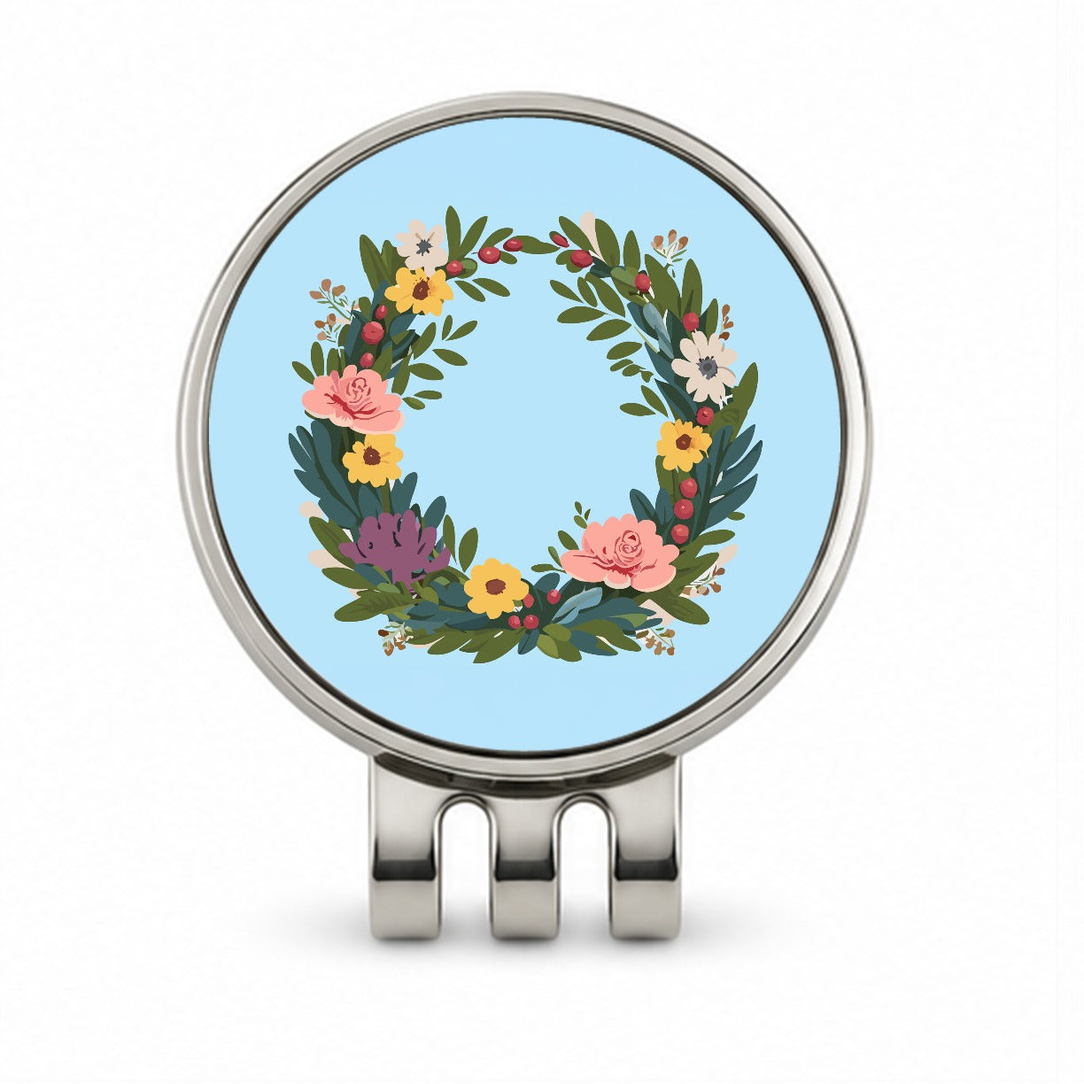 Floral Wreath Flowers Spring Wedding Golf Hat Clip with Ball Marker