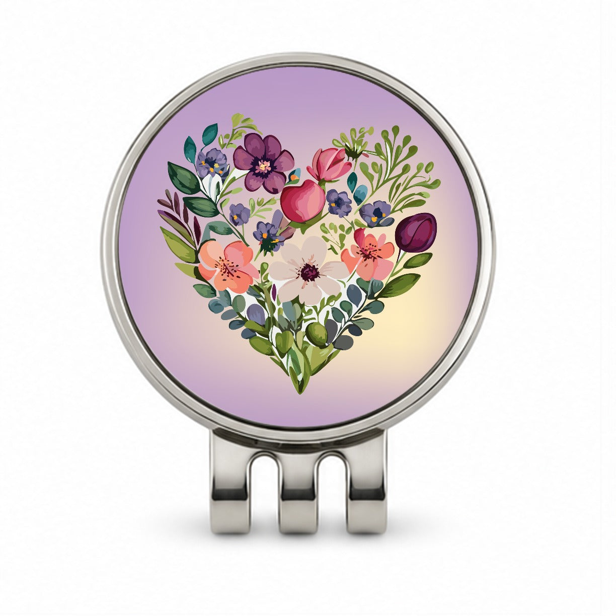 Flower Heart Floral Elegant Wedding Golf Hat Clip with Ball Marker