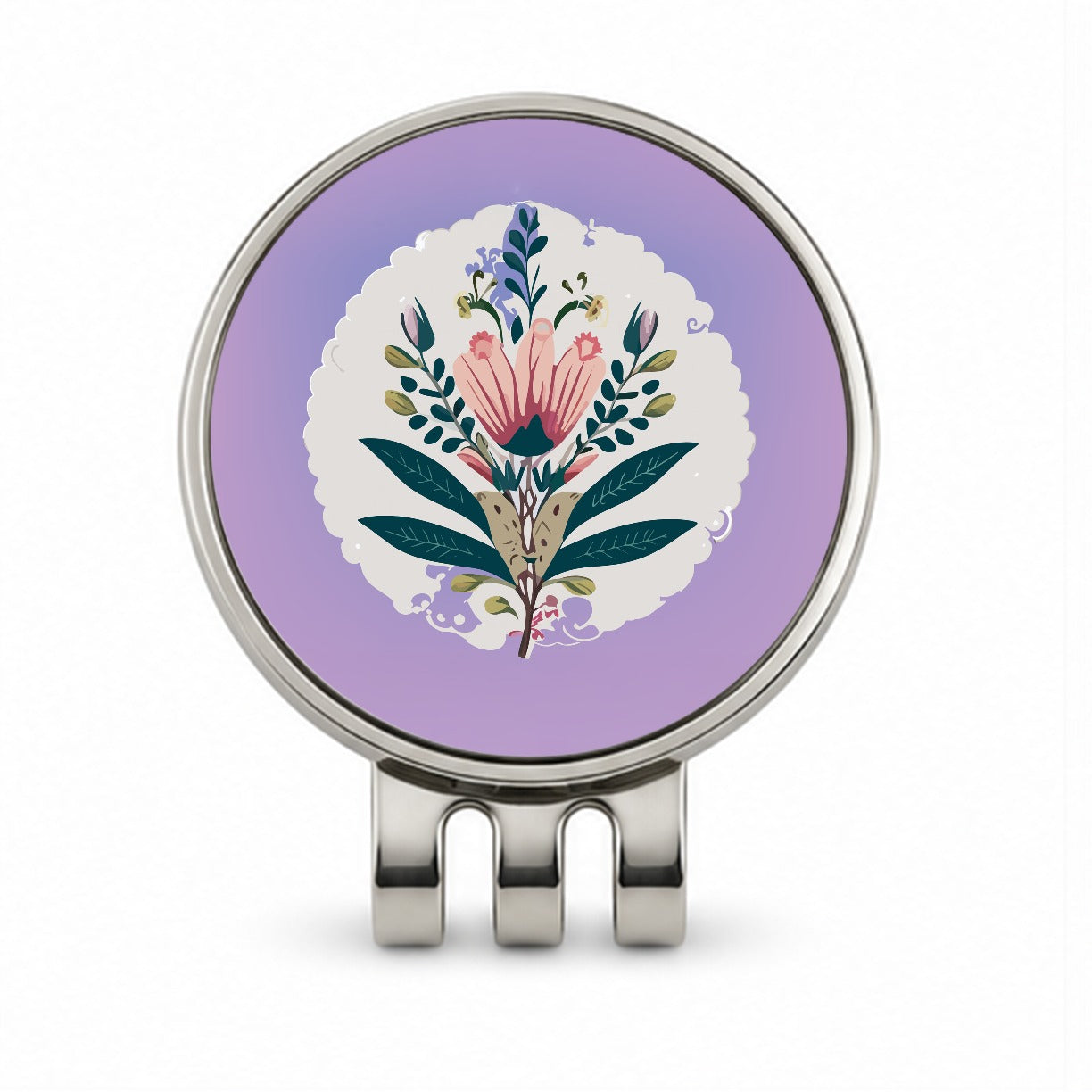 Flowers Floral Motif Bohemian Elegant Wedding Golf Hat Clip with Ball Marker