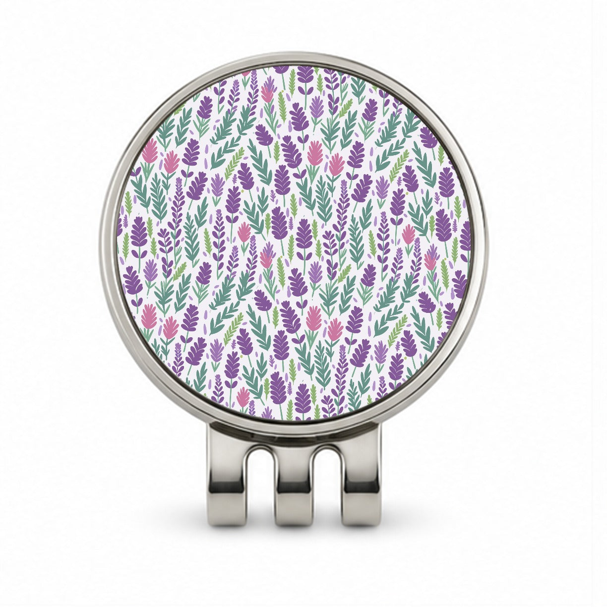 Flowers Lavender Cute Pattern Golf Hat Clip with Ball Marker