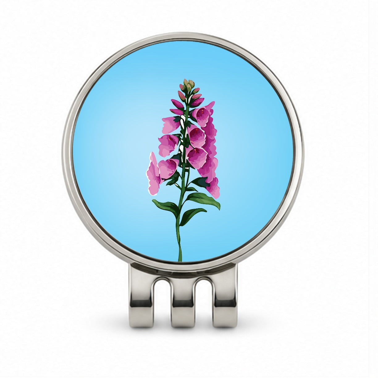 Foxglove Flowers Watercolor Golf Hat Clip with Ball Marker
