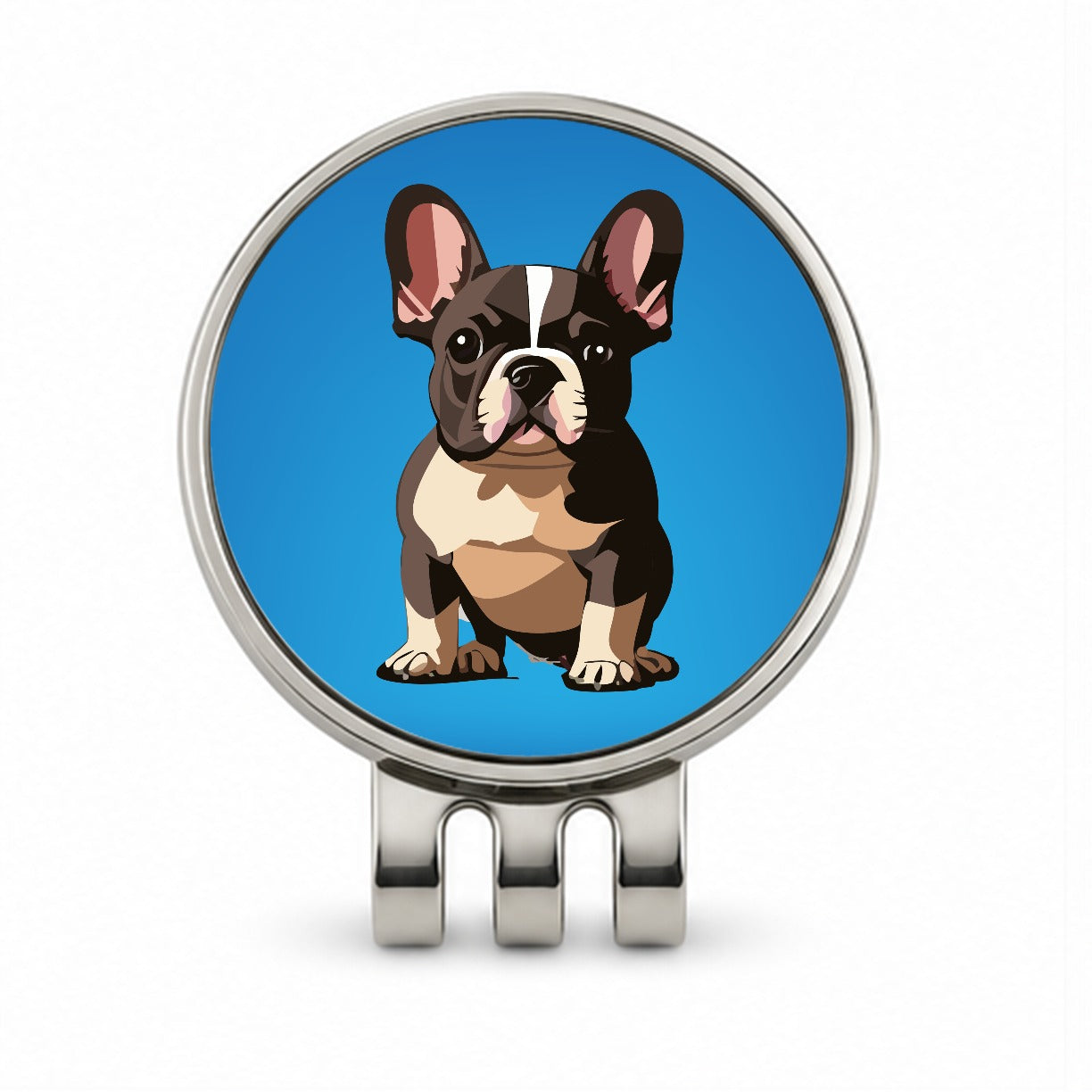 French Bulldog Dog Sitting Golf Hat Clip with Ball Marker