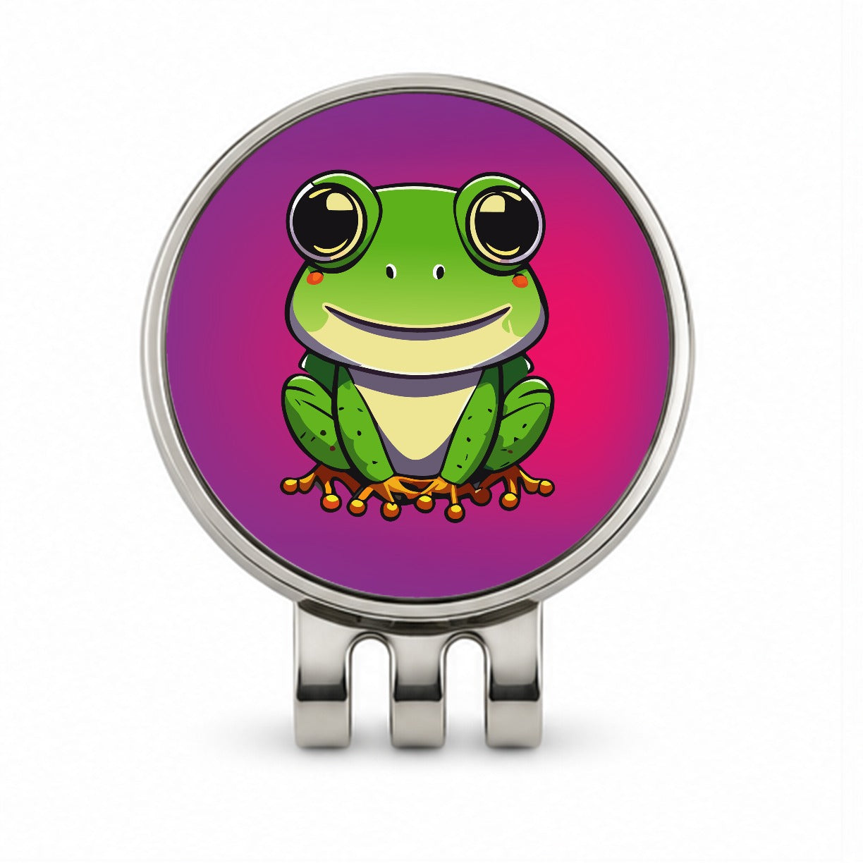 Frog Smiling Golf Hat Clip with Ball Marker