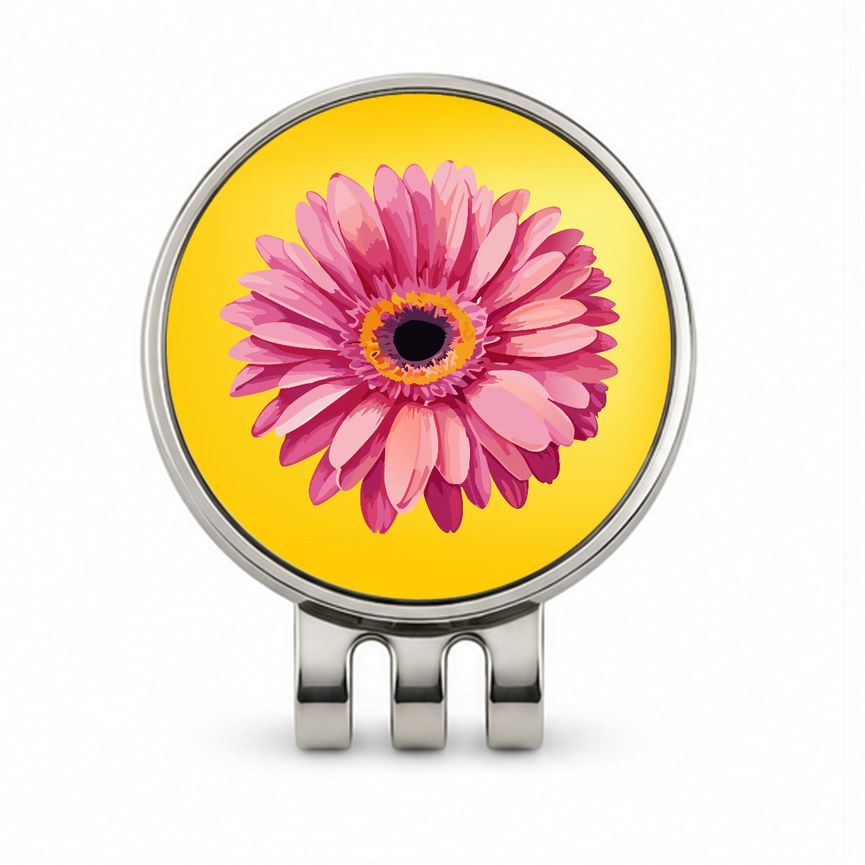 Gerbera Daisy Flower Pink Golf Hat Clip with Ball Marker