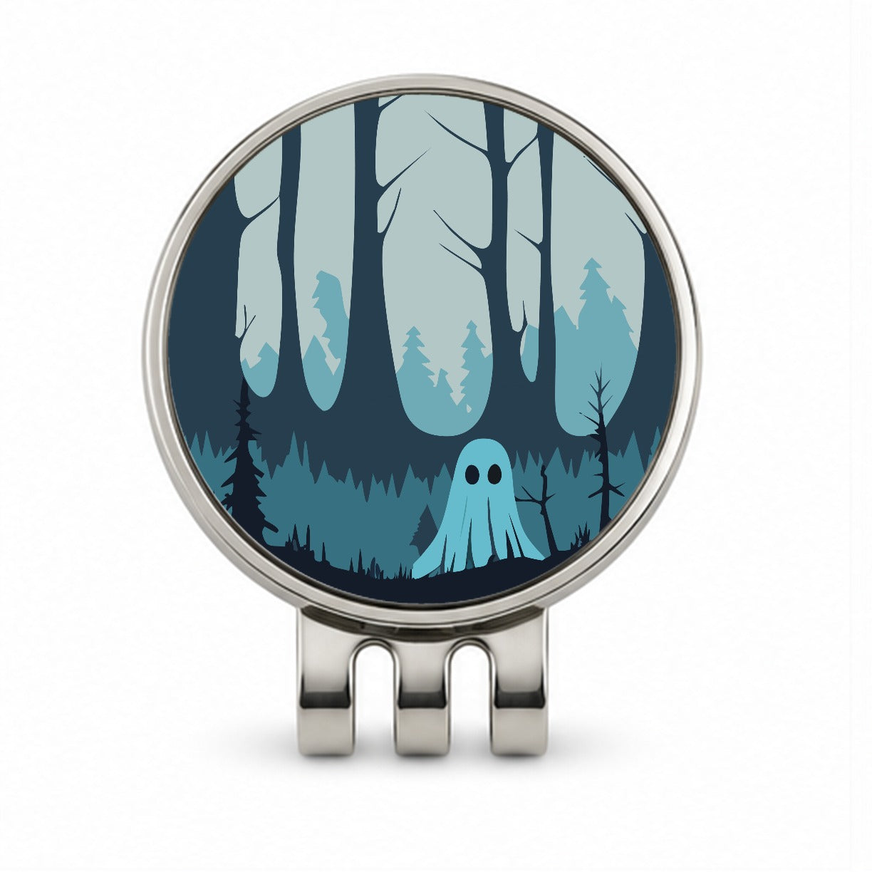 Ghost in Forest Woodland Cute Spooky Golf Hat Clip with Ball Marker
