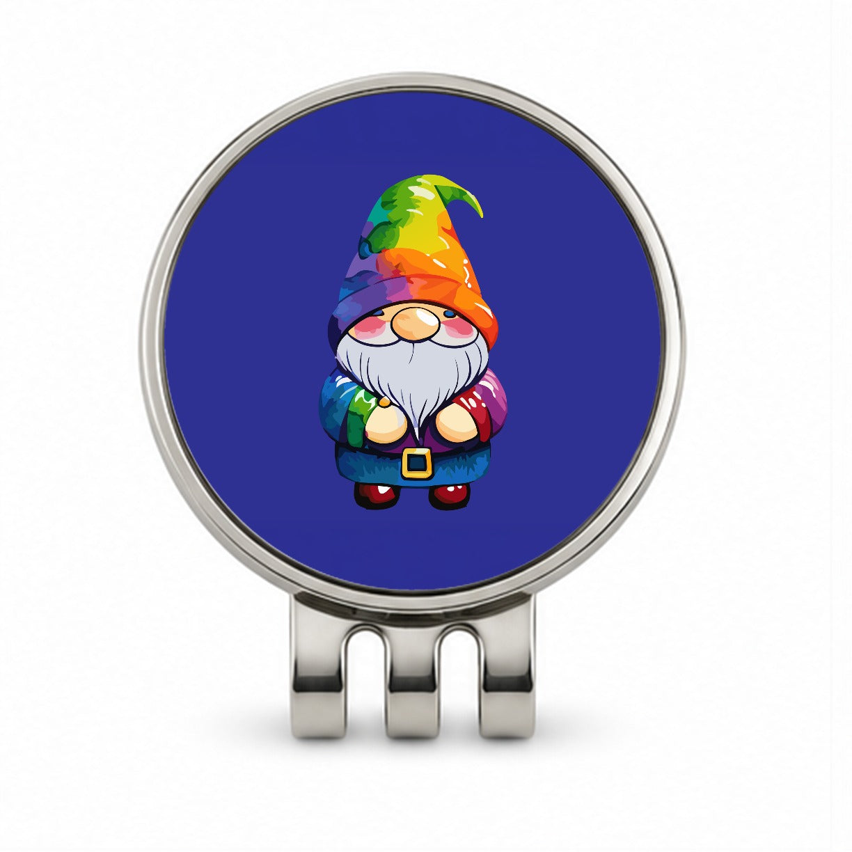Gnome Standing Rainbow Golf Hat Clip with Ball Marker