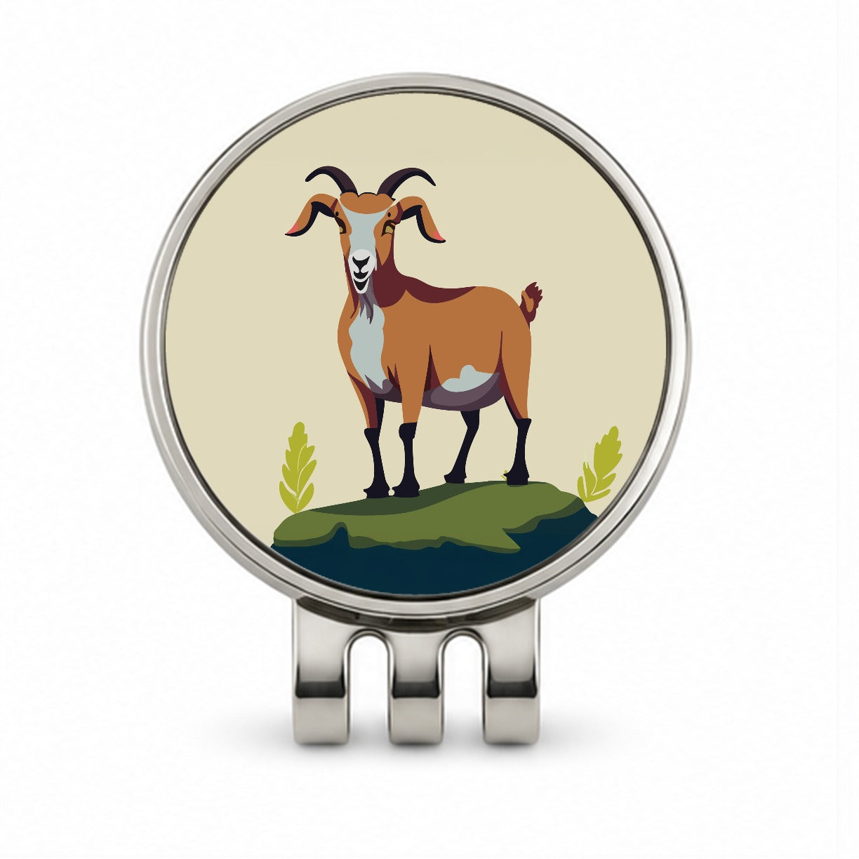 Goat Standing Golf Hat Clip with Ball Marker