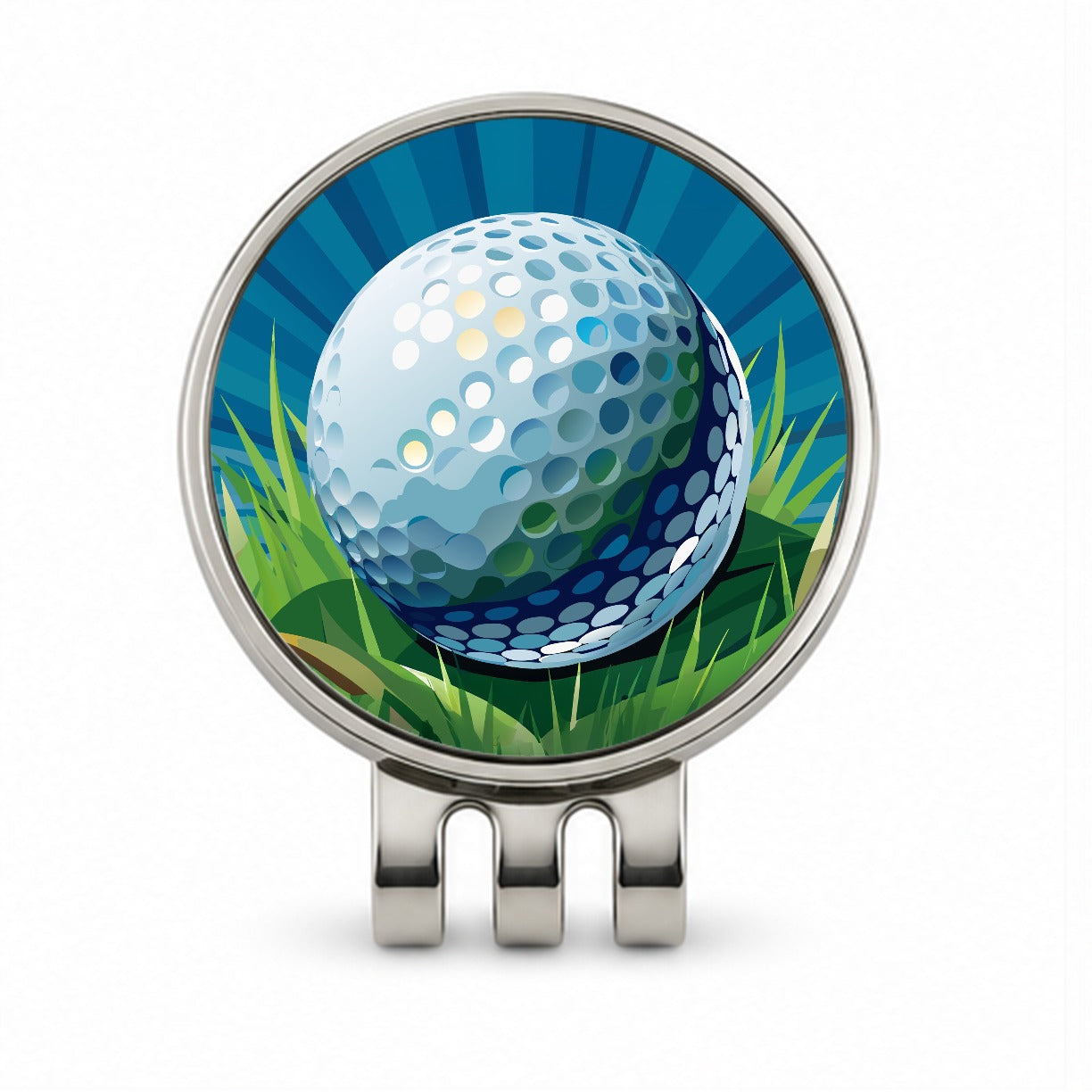 Golf Ball on Grass Sport Golf Hat Clip with Ball Marker