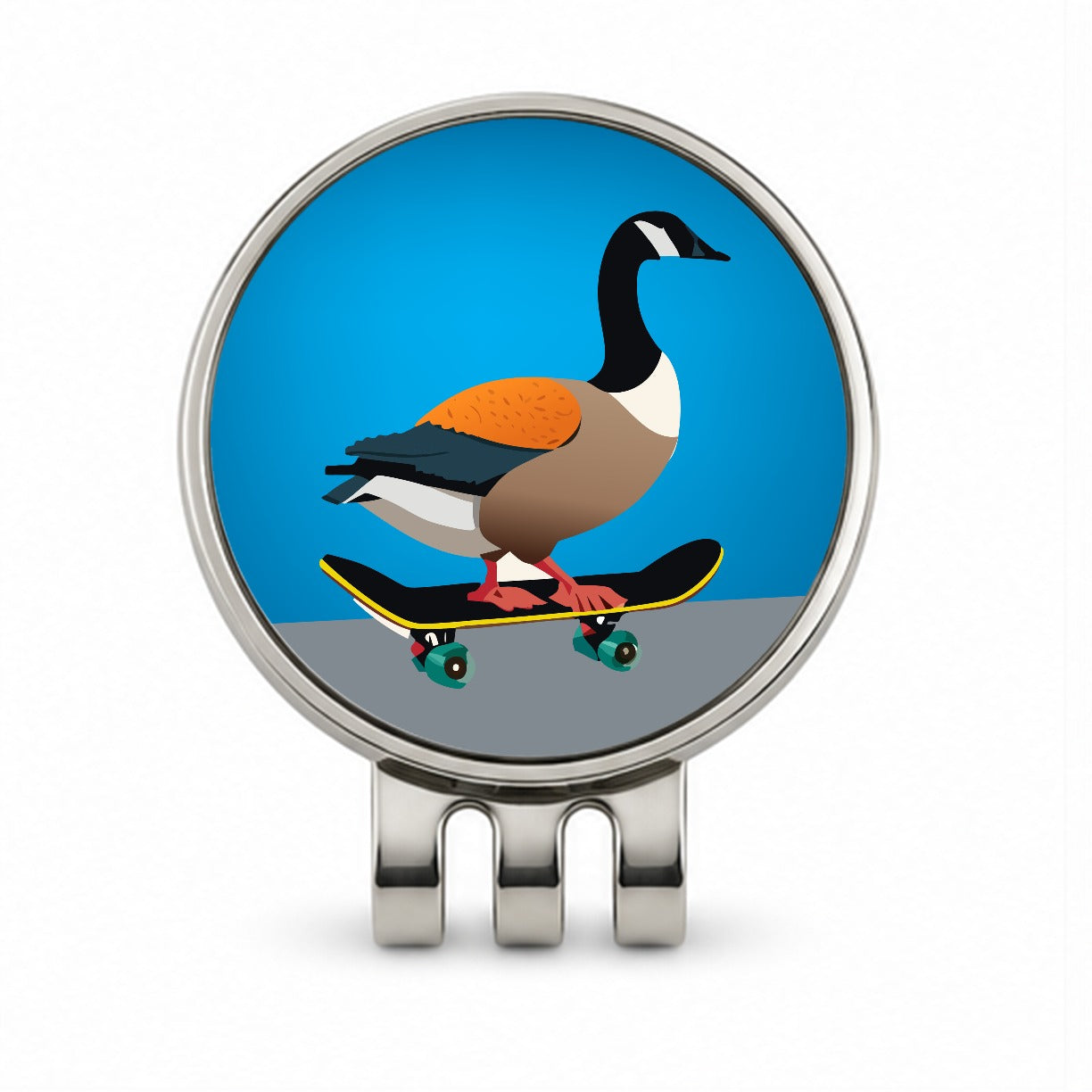 Goose Riding Skateboard Skateboarding Funny Golf Hat Clip with Ball Marker