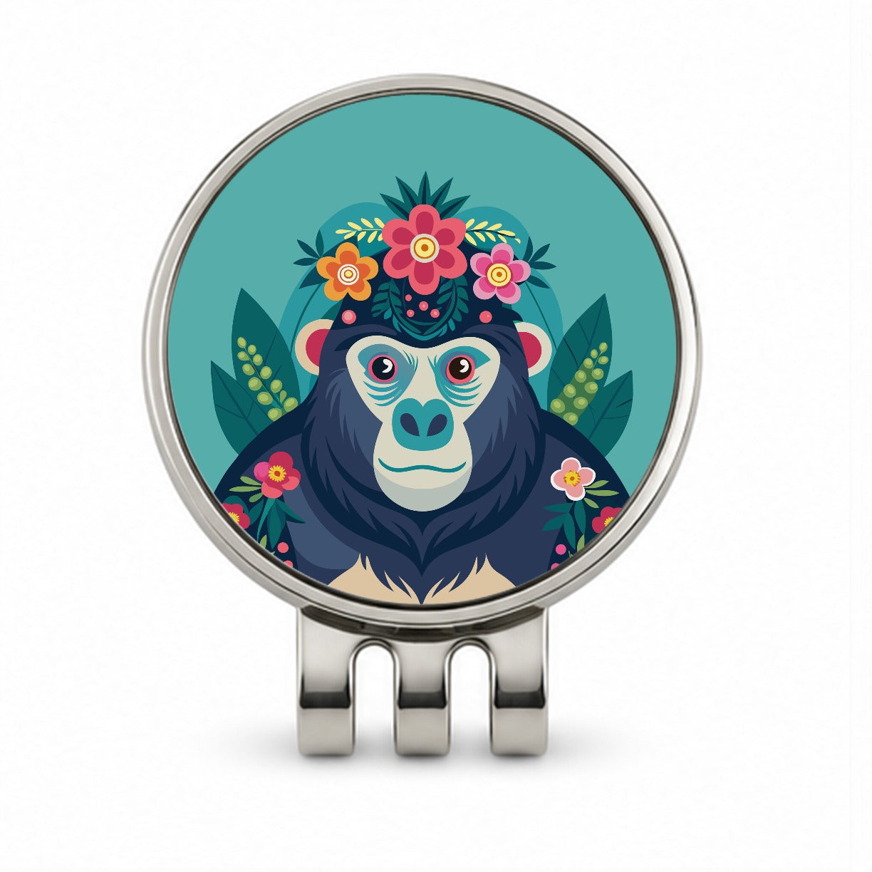 Gorilla Floral Flowers Golf Hat Clip with Ball Marker