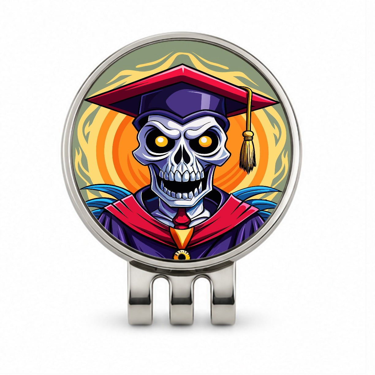 Graduate Skeleton Graduation Scary Golf Hat Clip with Ball Marker