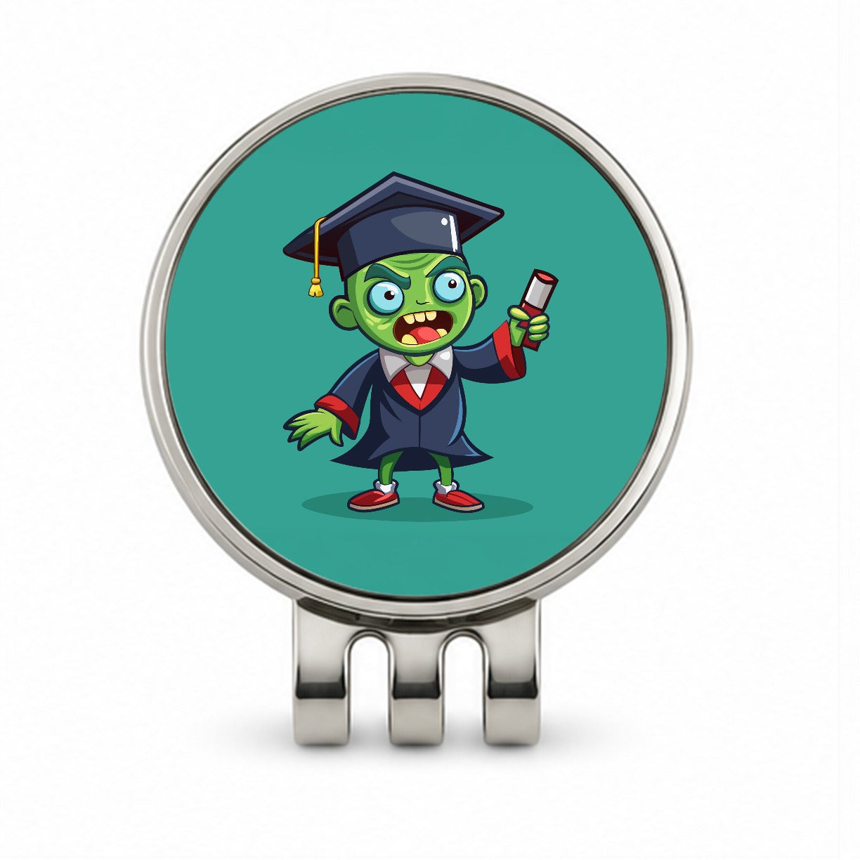 Graduate Zombie Graduation Cartoon Golf Hat Clip with Ball Marker
