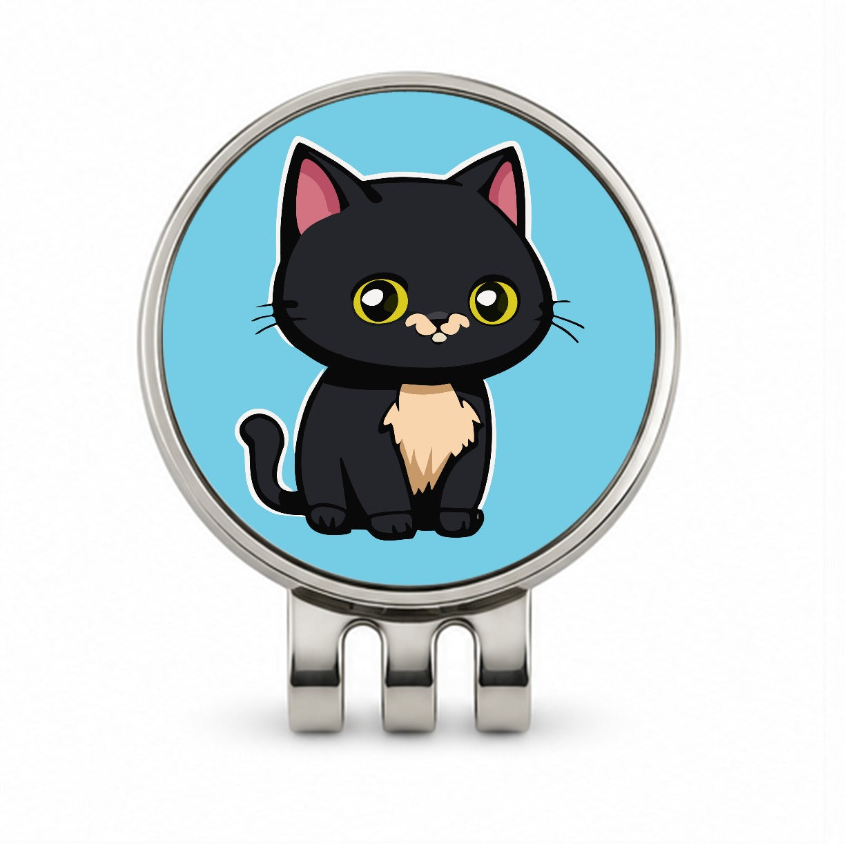 Gray Cat Cute Golf Hat Clip with Ball Marker