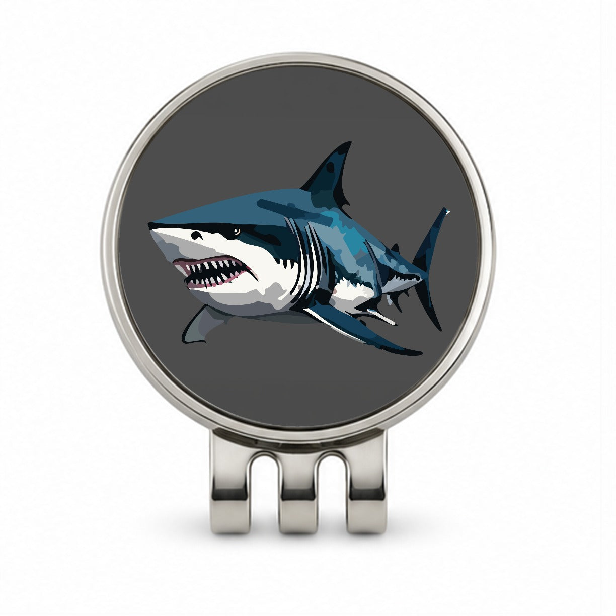 Great White Shark Golf Hat Clip with Ball Marker