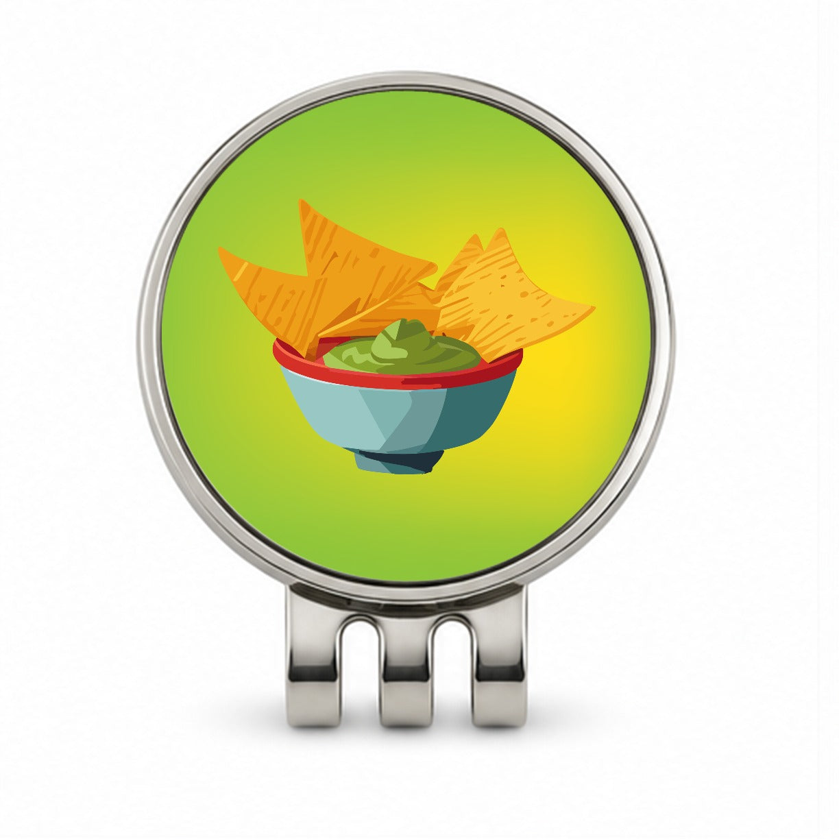 Guacamole and Tortilla Chips Golf Hat Clip with Ball Marker
