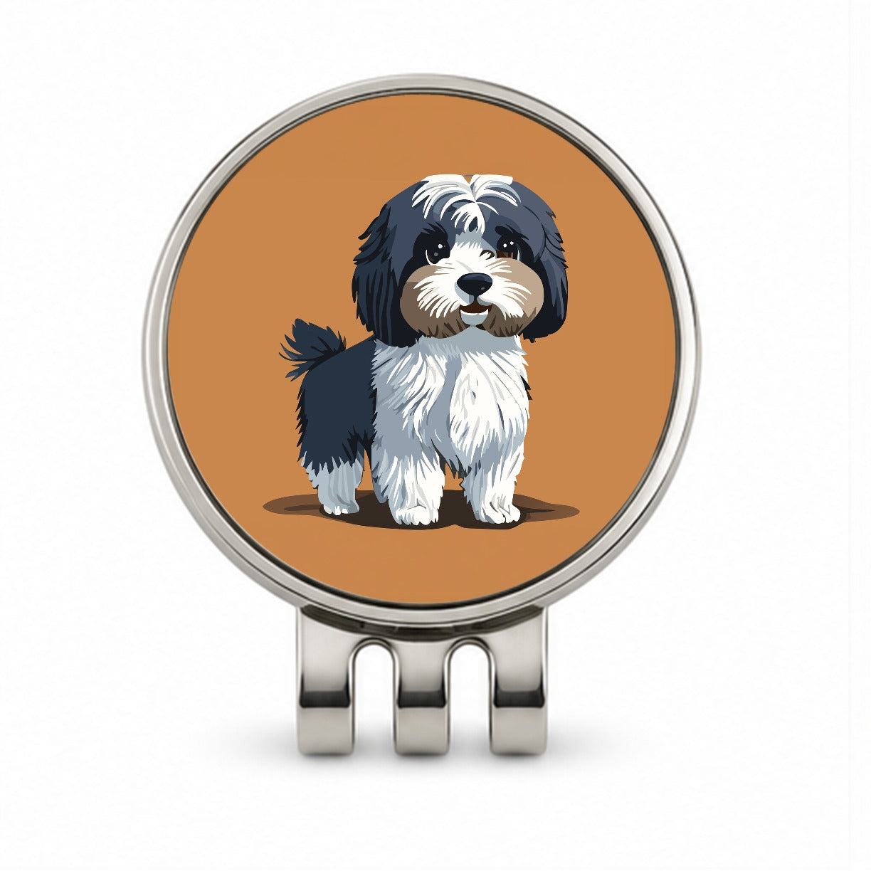 Havanese Dog Standing Golf Hat Clip with Ball Marker